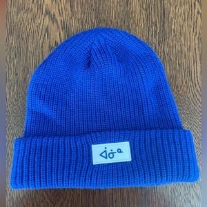 aaniin Hello | Royal Blue Knit Beanie Toque | Unisex Winter Hat with Syllabics